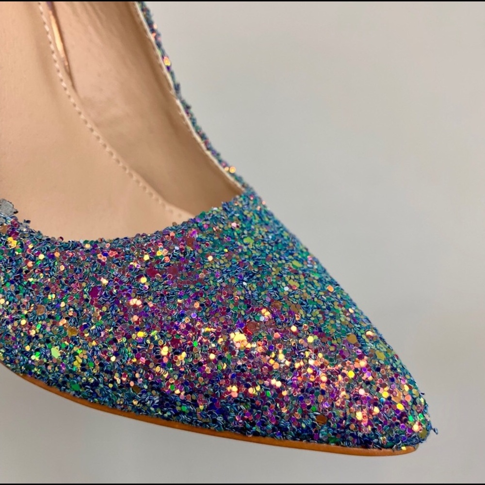 LAST 1❤️MULTI GLITTER POINTED TOE PUMPS/HEELS - Picture 7 of 8